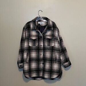 Sebby Shacket, Black, White & Tan Plaid, Size L